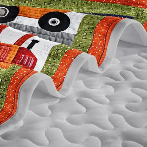 Cartoon Construction Vehicle Quilt Set - Full/Queen Bedding for Kids