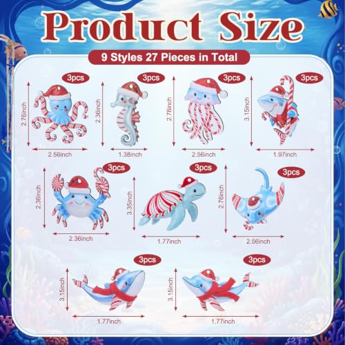Conelist Ocean Coastal Christmas Ornaments - 27 Marine Sea Animal Decor Set