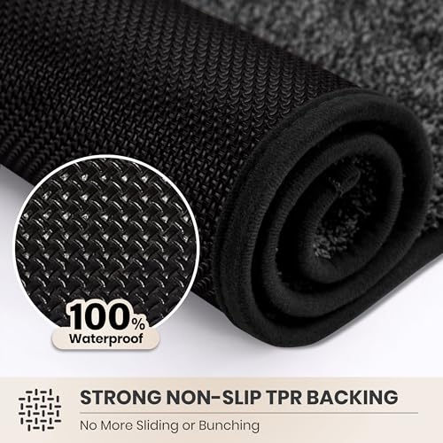 Dirt Trapping Indoor Doormat, 24" x 35.5" Non-Slip Entryway Rug, Charcoal