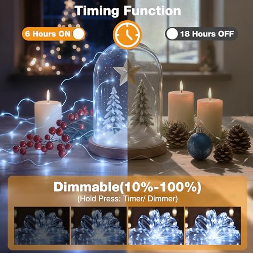 Fairdeer 10 Pack 16FT Cold White Battery & USB Fairy String Lights with Timer and 8 Modes