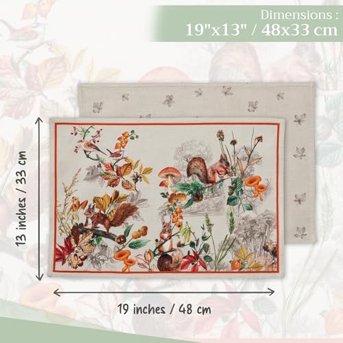 Maison d'Hermine Recolte Set of 4 13x19-Inch Cotton Placemats - European Watercolor Design