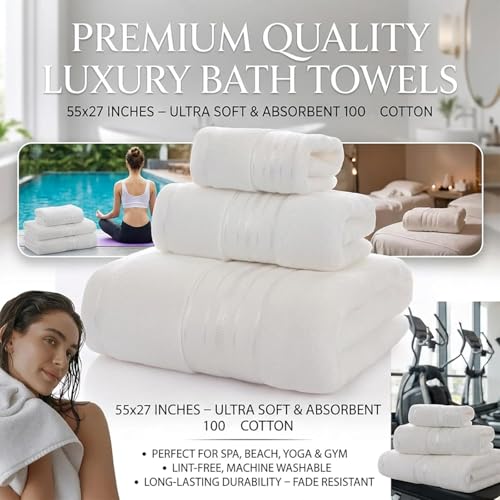 3-Piece Luxury Cotton Bath Towel Set, Ultra Soft & Absorbent Hotel Style