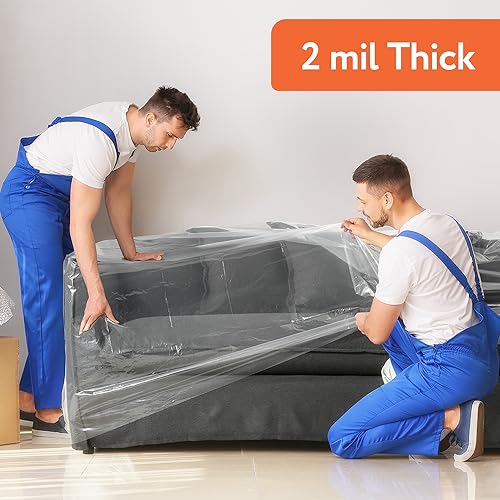 Plastic Furniture Covers - Pack of 4, Tear-Resistant Moving Protection