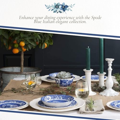 Spode Blue Italian Dinner Plates Set of 4 - Blue/White, 10.5 Inch, Heritage Design