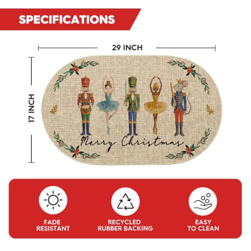 Artoid Mode Watercolor Nutcracker Leaves Doormat 17x29 Oval Beige (1'5" x 2'5")
