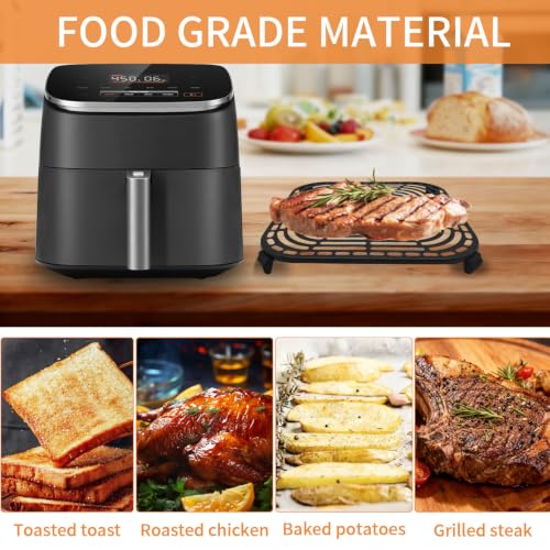 8.9-Inch Square Air Fryer Grill Pan - Non-Stick Crisper Plate for 6 QT