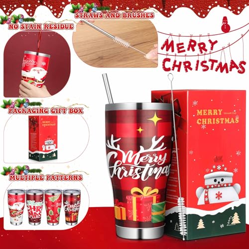 Mifoci 4 Pcs Christmas Tumblers 30oz Insulated Stainless Steel Cups - Style 1