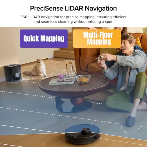 Robot Vacuum and Mop with Self-Empty Station, 10000Pa Suction, LiDAR Mapping