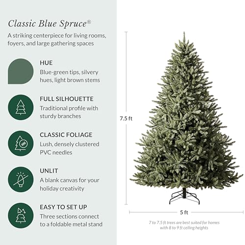 7.5 ft Unlit Classic Blue Spruce Artificial Christmas Tree with Stand