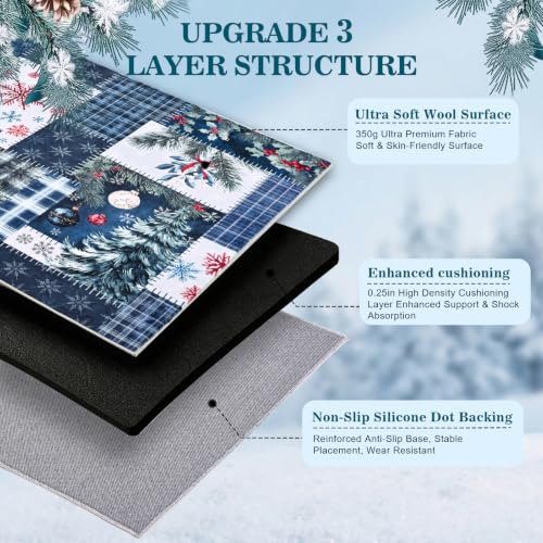 AtawLege Christmas Area Rug 5x7 Blue - Washable Winter Patchwork with Non-Slip Backing