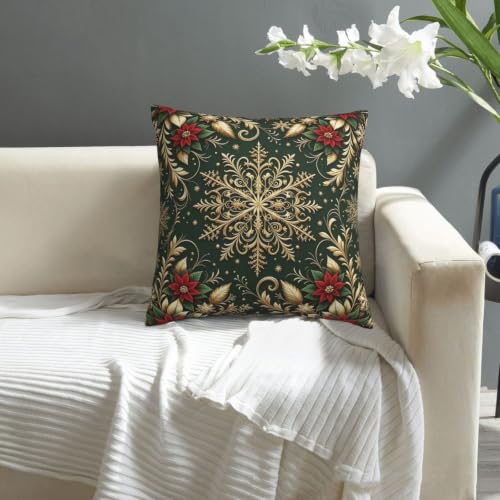 Ideaize Christmas Pillowcase 20x20 Velvet Snowflake Trim – Color-33