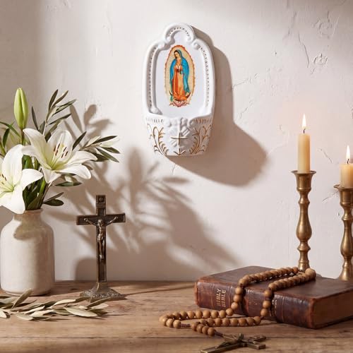 Our Lady of Guadalupe Holy Water Font - Resin Wall Mount Religious Decor