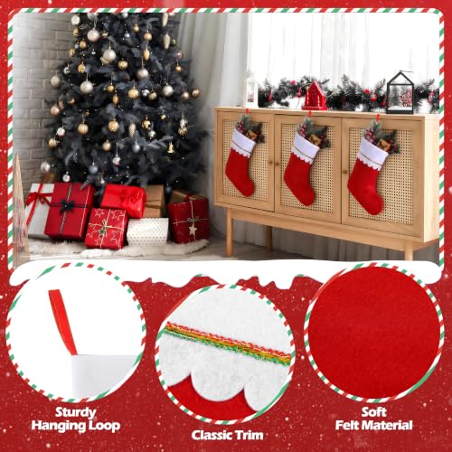 Cooraby 36 Pack 15in Red Felt Christmas Stockings with White Cuff - Hangable DIY Holiday Decor