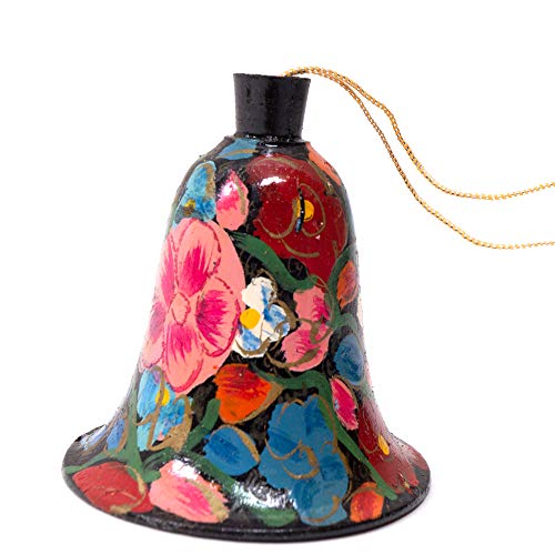 12-Piece Vintage Hand-Painted Wooden Bell Christmas Ornament Set