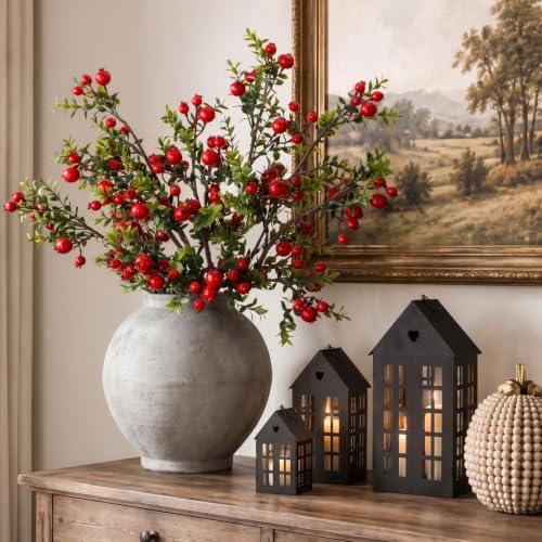6-Pack Artificial Pomegranate Branches Decor — 24in & 29in Foam Stems