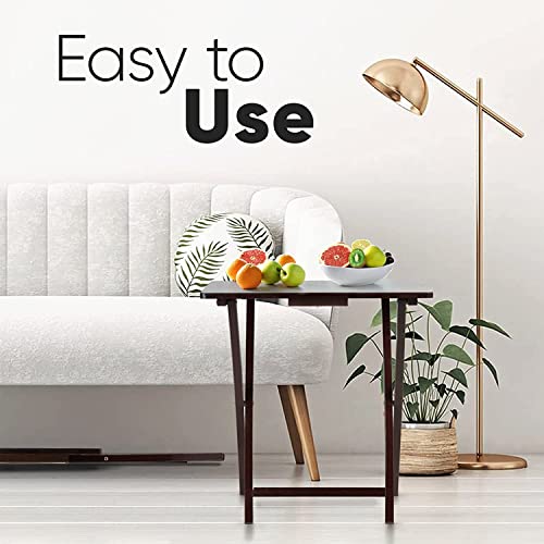 Folding TV Tray Table Set of 2, Solid Wood Portable Snack Tables, Espresso