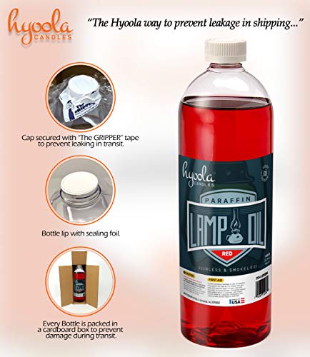 Red Liquid Paraffin Lamp Oil - Smokeless & Odorless Fuel, 32 oz