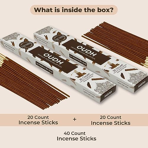 Oud Incense Sticks - Natural Agarwood Fragrance - 40 Count Pack