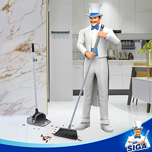 Upright Broom and Dustpan Set with 51.7-Inch Adjustable Long Handle