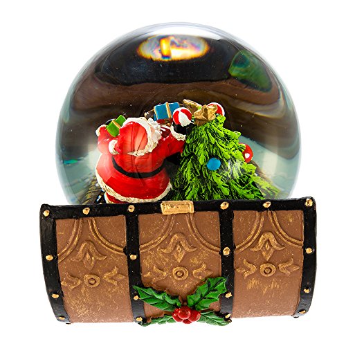 100mm Wind-Up Musical Santa Christmas Snow Globe in Toy Treasure Chest