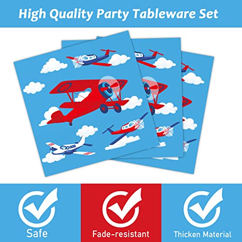 96-Piece Airplane Party Tableware Set for 24 Guests - Birthday Supplies