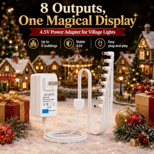 4.5V Power Adapter for Lemax Christmas Halloween Village Lights - Multi-Output Replacement