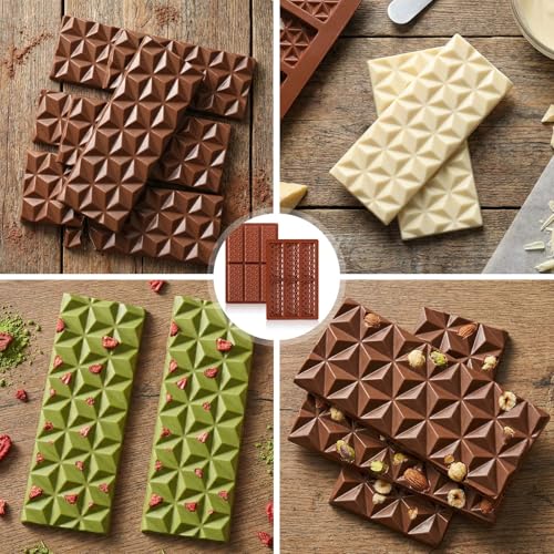 KINYFY 1 Pc Diamond Break-Apart Chocolate Mold Silicone Baking Bar for Candies & Energy Bars