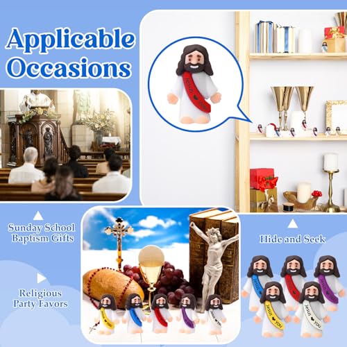 25 Pcs Mini Jesus Figurines, Small Rubber Religious Figures for Party Favors