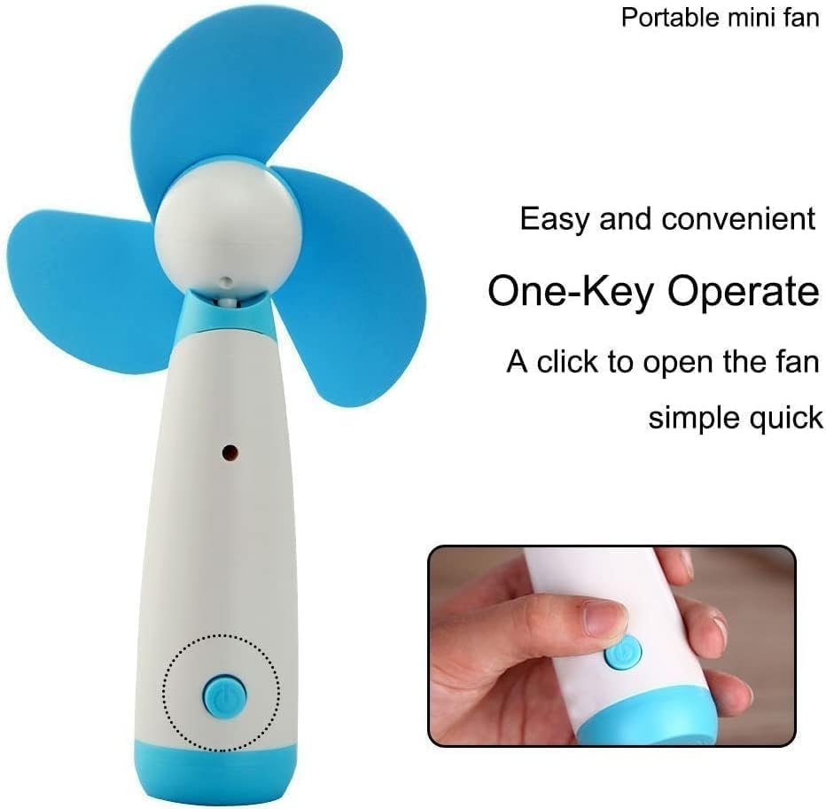 Skiennix Mini Handheld Fan - Portable Battery-Powered Fan with Soft Foam Blades | Blue Color