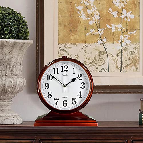 10-Inch Retro Desk Clock, Silent Battery-Operated Mantel Clock