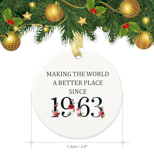 60th Birthday Gift Ornament for Women & Men - Ceramic Keepsake - Making the World a Better Place Since 1963 - 60 Years Old Gift - Variation: 60th Birthday