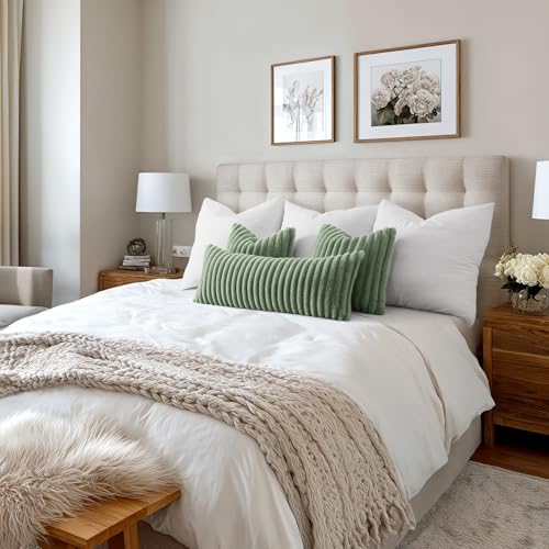 MIULEE Faux Fur Throw Pillow Covers 18x18 Set of 2 - Soft Plush Cushion Covers