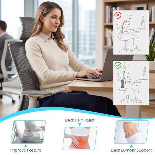 Memory Foam Lumbar Support Pillow for Office & Travel Use - Gray