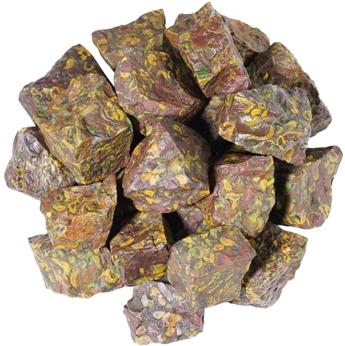 Natural Raw Fruit Jasper Rough Stones - 1 lb Bulk for Tumbling & Cabbing
