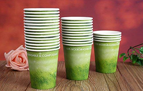 A+ DESIGN Special Green Grass Design Paper Hot Coffee Cups Eco-friendly,100% Blodegradable&Compostable (Green grass, 50 count, 8 oz)