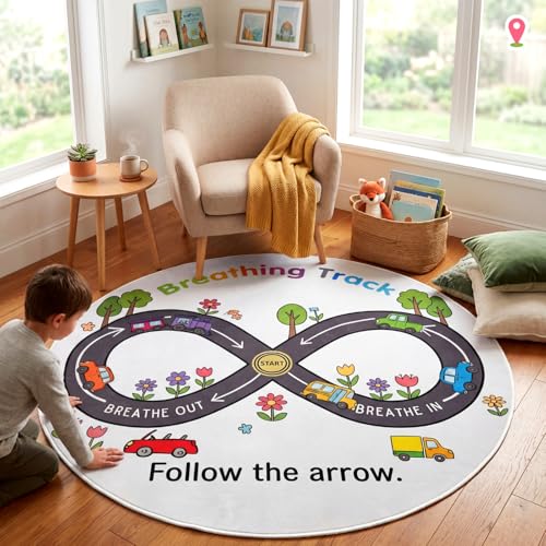 4ft Calming Corner Rug with Breathing Track - Soft Non-Slip Round Mat