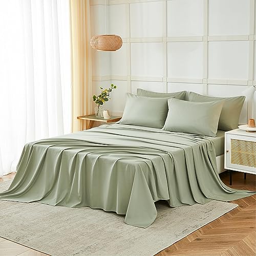 ILAVANDE 6-Piece Queen Sheet Set - Soft Microfiber Deep Pocket, Sage Green