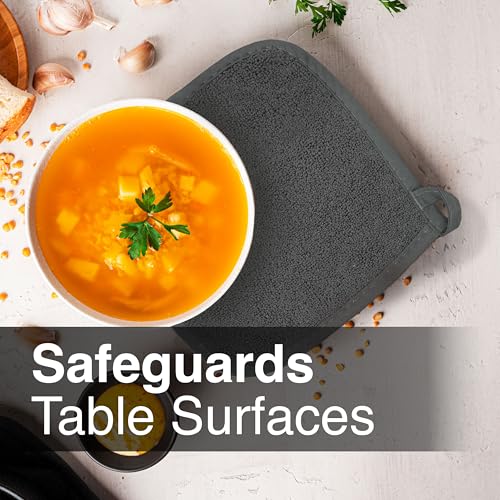 Heat-Resistant 100% Cotton Terry Potholder & Hot Pad Set (2-Pack, Graphite)