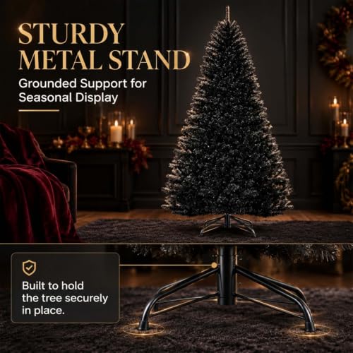 7ft 10in Black Hinged Christmas Tree for Halloween & Holiday Decor - NIISDROP