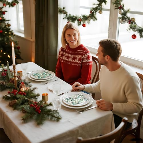 WRAPAHOLIC 50Pcs Christmas Paper Napkins, Holly & Red Berry 3-Ply