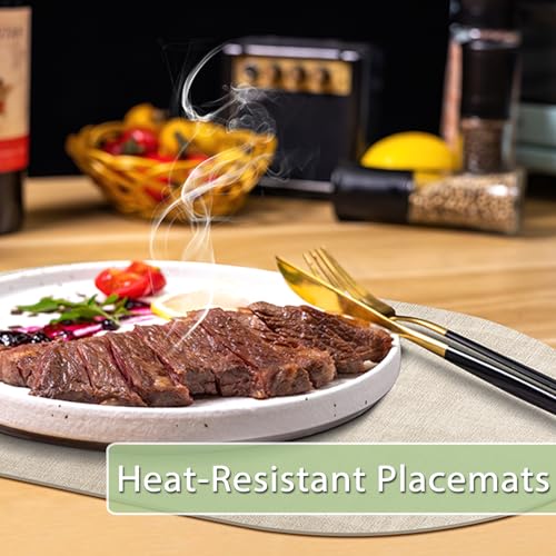 Oval Faux Leather Placemats Set of 4, Heat Resistant & Waterproof Table Mats