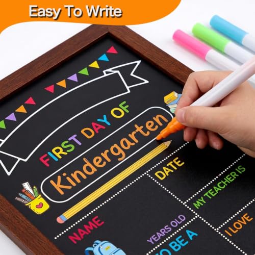 Reusable First Day of School Sign Board with 4 Markers, 13x9.5 Inch