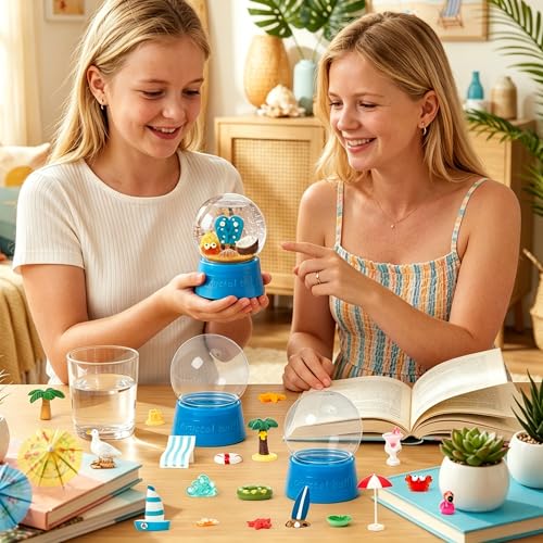 DIY Summer Snow Globe Craft Kit - 8 Piece Set with Beach Figurines