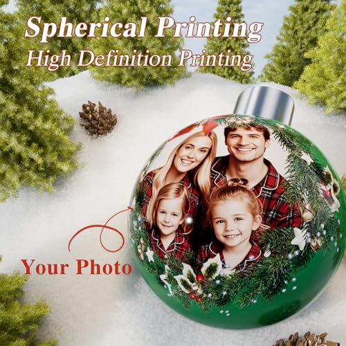Bemaystar Personalized Photo Christmas Ornaments 2025 - Custom Xmas Ball, 1-Photo Variation