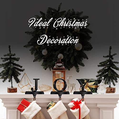 Black Christmas Stocking Holders Set of 3 - Metal Mantel Clips for Decorations
