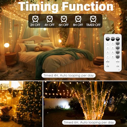 Warm White LED Fairy String Lights - 66ft 200 LED USB Lights with Remote