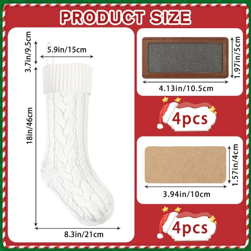 Personalized 18" Christmas Stockings 4-Pack with Leather Patches - Red Green White
