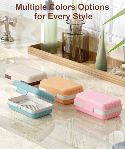 Quatish Leakproof Travel Bar Soap Holder Dish with Lid and Drainage Tray