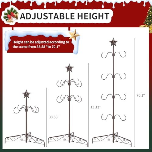 ELYKEN 70-Inch Bronze Christmas Stocking Holder Stand with 8 Adjustable Hooks