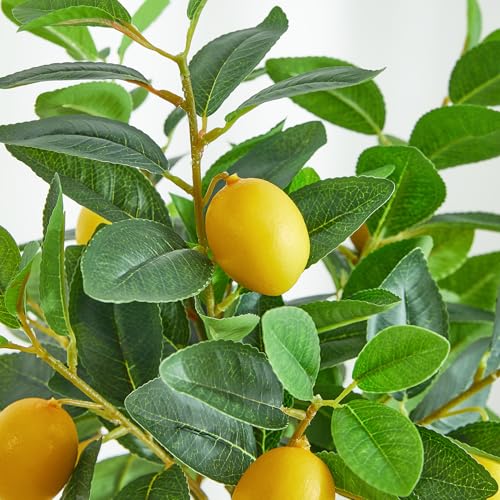 18-Inch Artificial Lemon Branches - 3 Pcs Realistic Faux Greenery